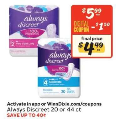 Always Discreet 20 or 44 ct