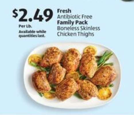Fresh Antibiotic Free Family Pack Boneless Skinless Chicken Thighs