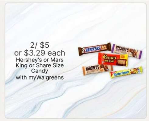 Hershey's or Mars King or Share Size Candy
