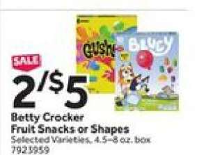Betty Crocker Fruit Snacks or Shapes