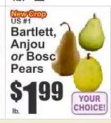 Bartlett, Anjou or Bosc Pears