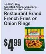 Restaurant Brand French Fries or Onion Rings