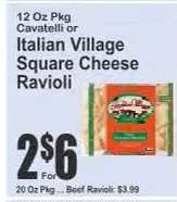 Italian Village Square Cheese Ravioli
