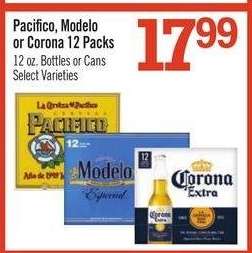 Pacifico, Modelo or Corona 12 Packs