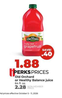 Old Orchard or Healthy Balance juice