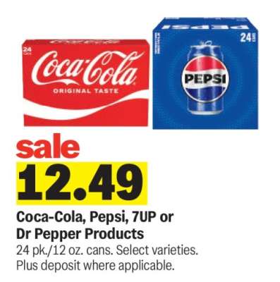 Coca-Cola, Pepsi, 7UP or Dr Pepper Products*