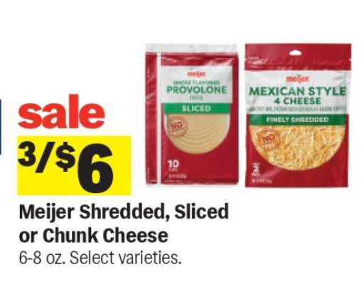 Meijer Shredded, Sliced or Chunk Cheese*
