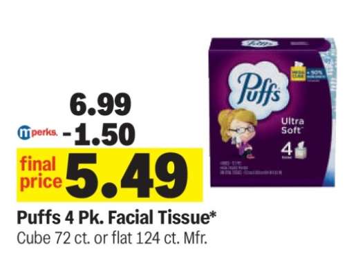 Puffs 4 Pk. Facial Tissue*