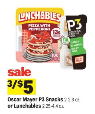 Oscar Mayer P3 Snacks or Lunchables