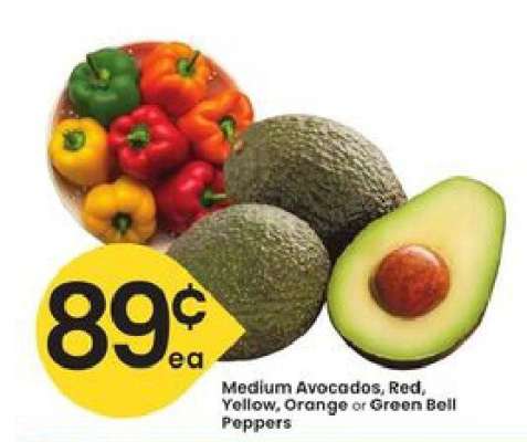 Medium Avocados, Red, Yellow, Orange or Green Bell Peppers