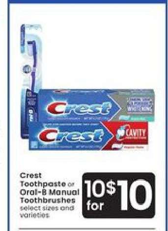Crest Toothpaste or Oral-B Manual Toothbrushes