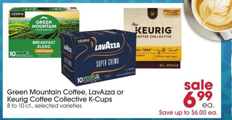 Green Mountain Coffee, Lavazza or Keurig Coffee Collective K-Cups