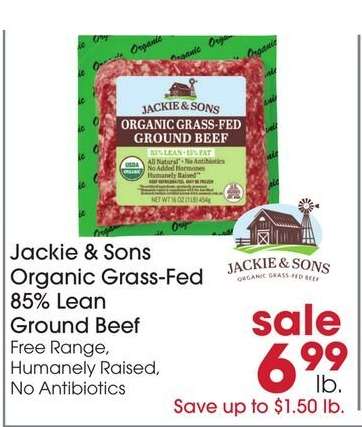 Jackie & Sons Organic Grass-Fed 85% Lean Ground Beef
