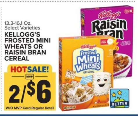 Kellogg's Frosted Mini Wheats or Raisin Bran Cereal