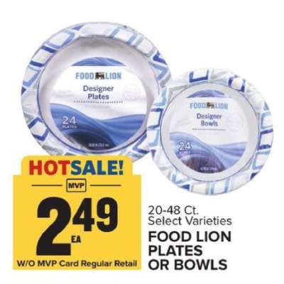 Food Lion Plates or Bowls