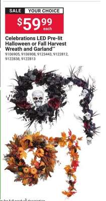 Celebrations LED Pre-lit Halloween or Fall Harvest Wreath and Garland