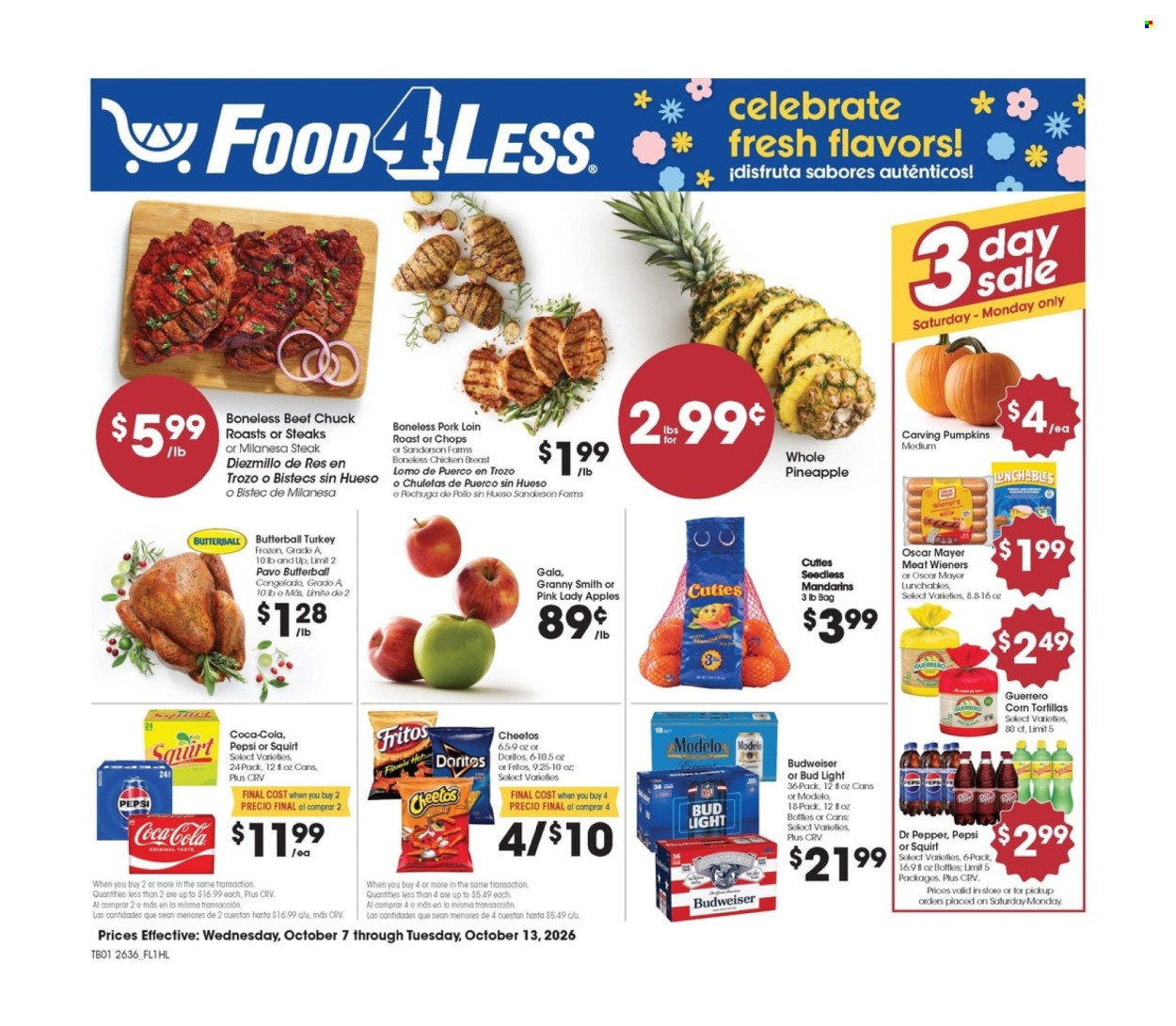 Food 4 Less ad - 10/07/2026 - 10/13/2026. Page 1