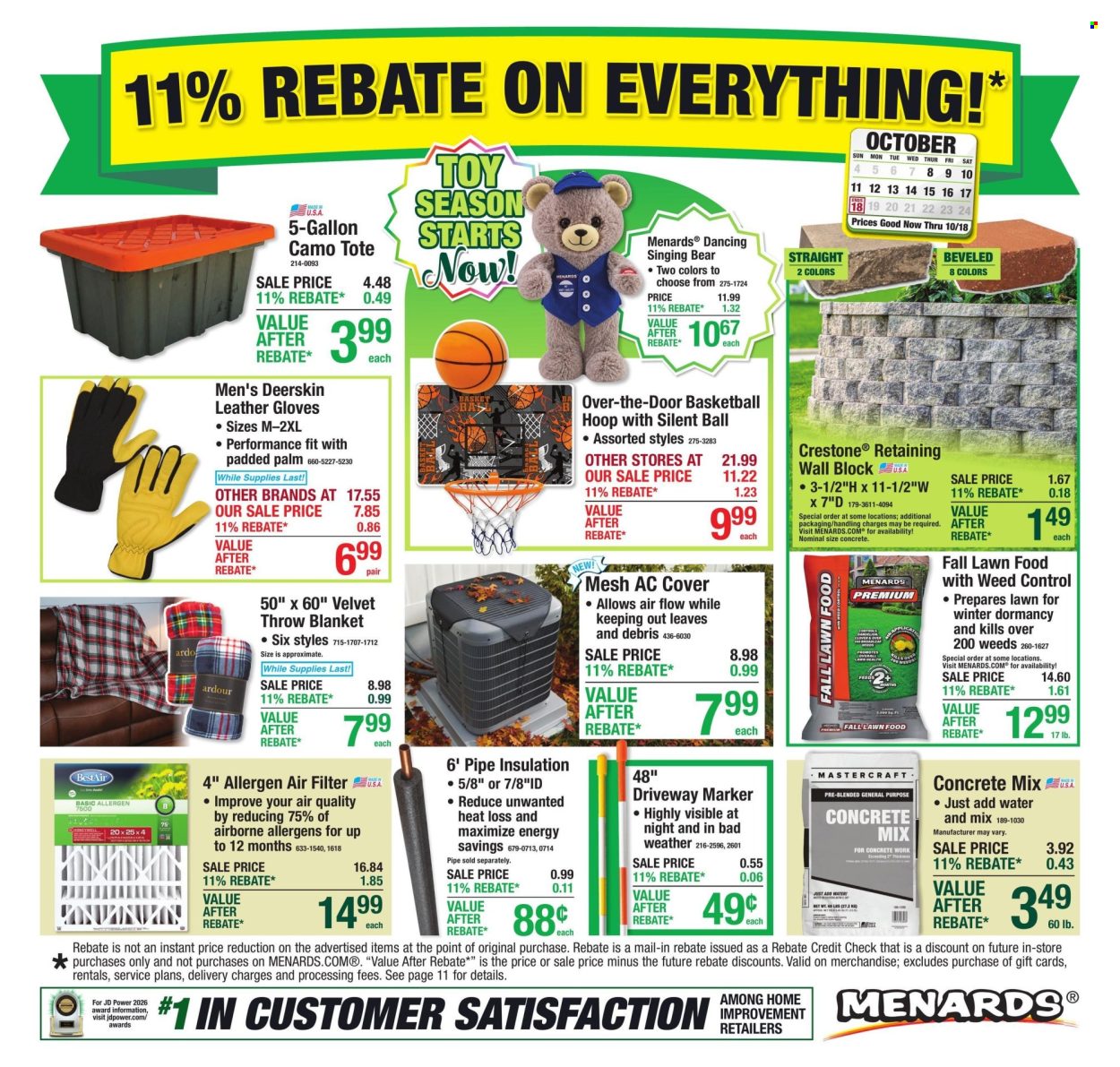 Menards ad - 10/08/2026 - 10/18/2026. Page 1
