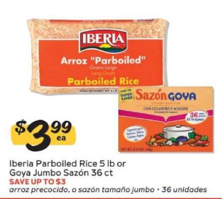 Iberia Parboiled Rice 5 lb or Goya Jumbo Sazón 36 ct