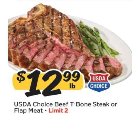 USDA Choice Beef T-Bone Steak or Flap Meat