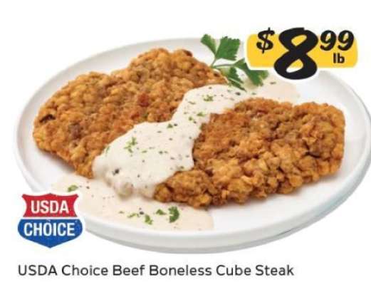 USDA Choice Beef Boneless Cube Steak