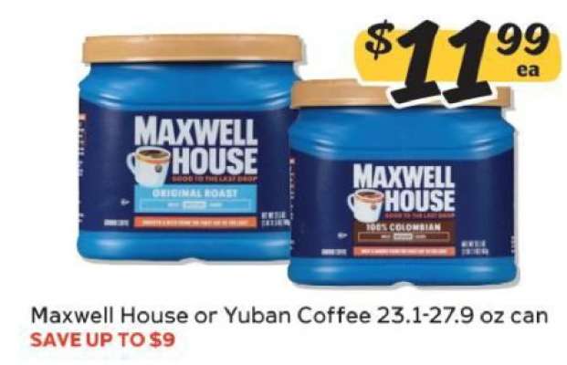 Maxwell House or Yuban Coffee