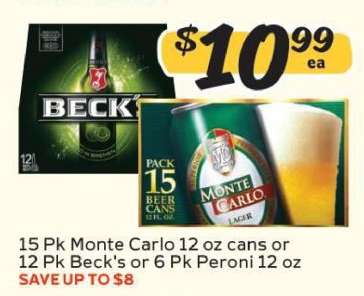 Monte Carlo, Beck's, or Peroni