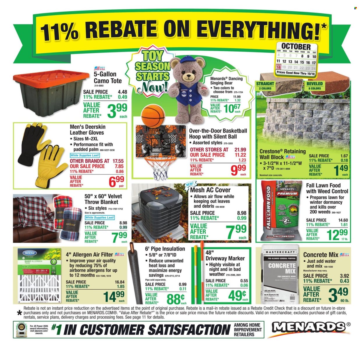 Menards ad - 10/08/2026 - 10/18/2026. Page 1