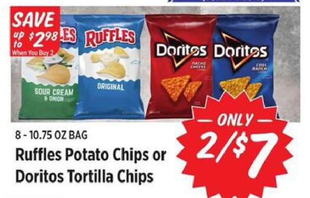 Ruffles Potato Chips or Doritos Tortilla Chips