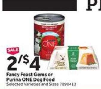 Fancy Feast Gems or Purina ONE Dog Food