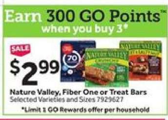 Nature Valley, Fiber One or Treat Bars