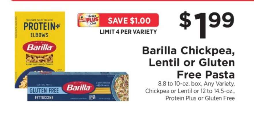 Barilla Chickpea, Lentil or Gluten Free Pasta