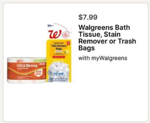 Walgreens Bath Tissue, Stain Remover or Trash Bags