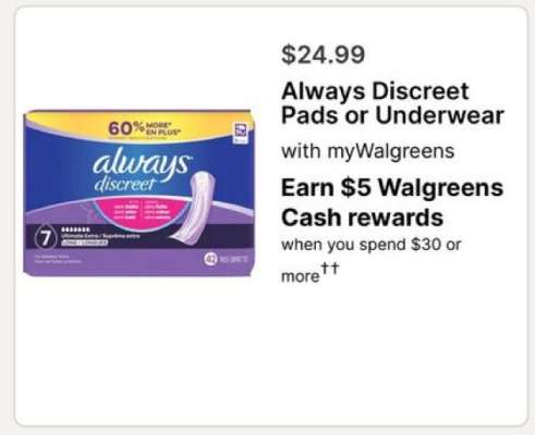 Always Discreet Pads or Underwear