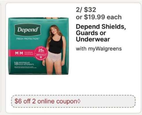 Depend Shields, Guards or Underwear