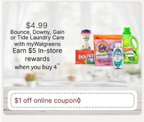 Bounce, Downy, Gain or Tide Laundry Care