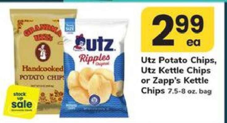 Utz Potato Chips, Utz Kettle Chips or Zapp's Kettle Chips