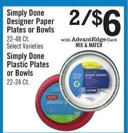 Simply Done Designer Paper Plates or Bowls