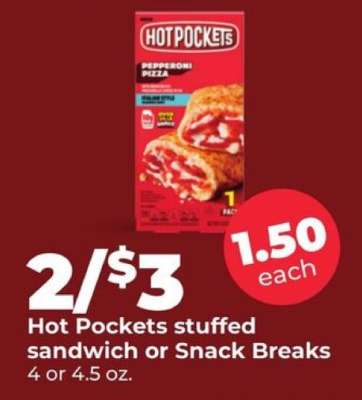Hot Pockets stuffed sandwich or Snack Breaks