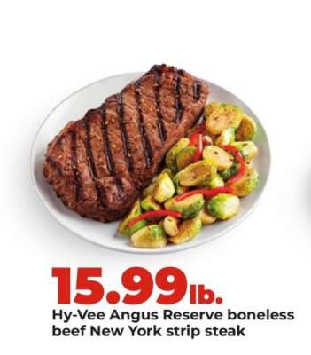 Hy-Vee Angus Reserve boneless beef New York strip steak