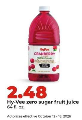 Hy-Vee zero sugar fruit juice
