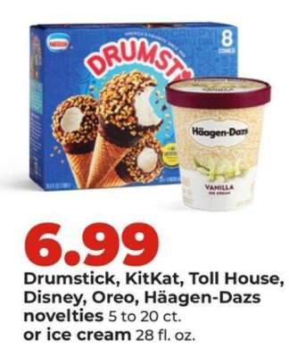 Drumstick, KitKat, Toll House, Disney, Oreo, Häagen-Dazs novelties or ice cream