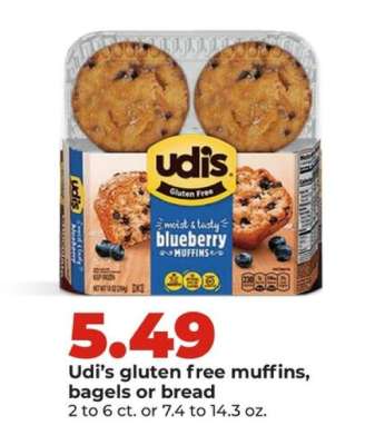 Udi's gluten free muffins, bagels or bread