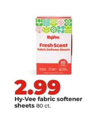 Hy-Vee fabric softener sheets