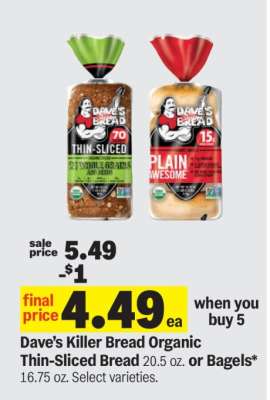 Dave's Killer Bread Organic Thin Sliced Bread or Bagels