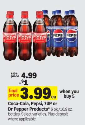 Coca-Cola, Pepsi, 7UP or Dr Pepper Products*