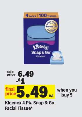 Kleenex 4 Pk. Snap & Go Facial Tissue