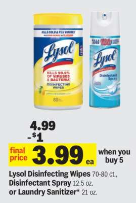 Lysol Disinfecting Wipes, Disinfectant Spray or Laundry Sanitizer