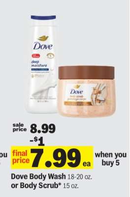 Dove Body Wash or Body Scrub