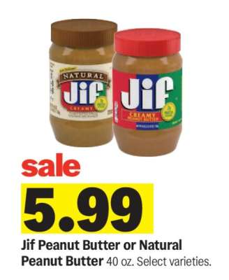 Jif Peanut Butter or Natural Peanut Butter